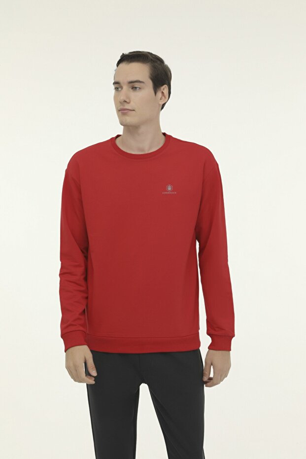 M-SN75 BSC C NECK SW 3FX سويت شيرت أحمر للرجال