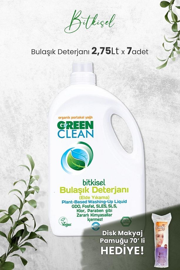 U Green Clean Bitkisel Bulaşık Deterjanı 2,75 LT x 7 Adet ve Hediyeli - 1