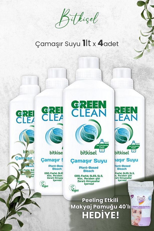 U Green Clean Bitkisel Çamaşır Suyu 1 L x 4 Adet ve - 1