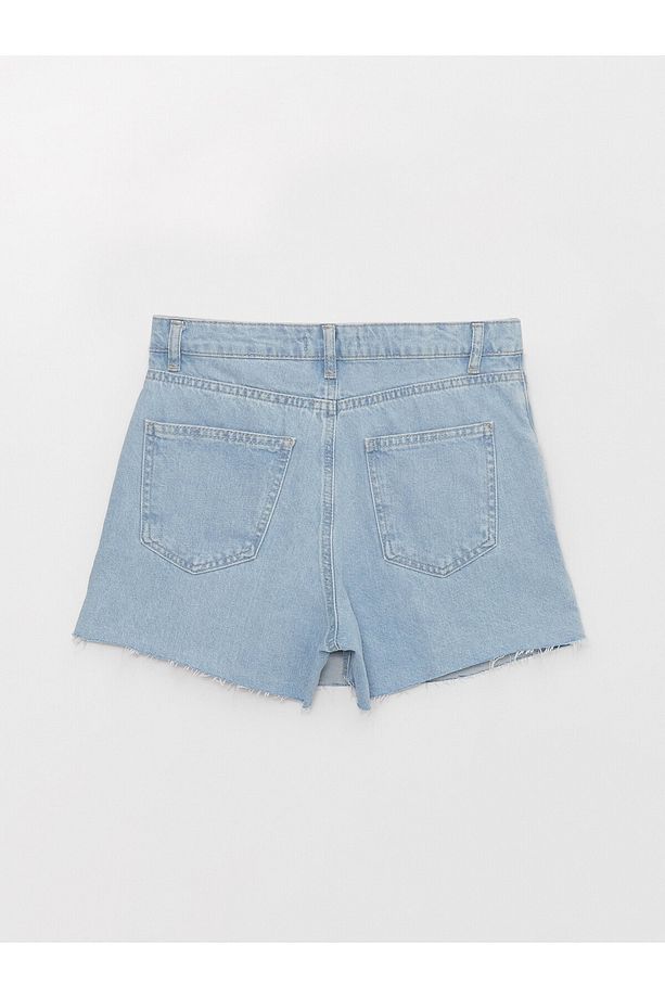 Kadın Standart Fit Düz Jean Şort Etek - 7