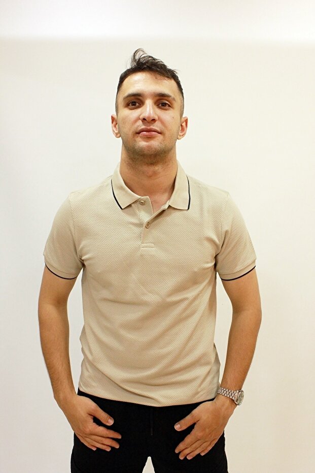 CAZ 4152 HONEYCOMB TEXTURED MEN'S POLO SHIRT