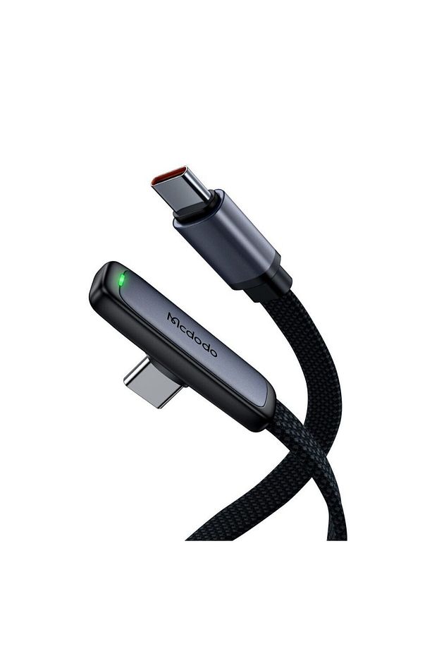 CA-3360 Uyumlu  Type-C to Type-C Açılı Hızlı Şarj & Data Kablosu 1.2m - Siyah - 1