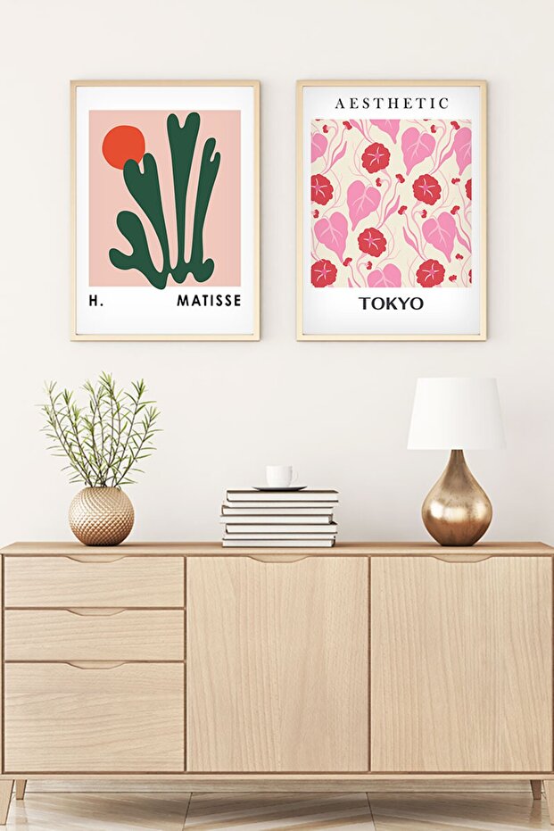 Artistic Set of 2 Paintings with Wooden Frame
