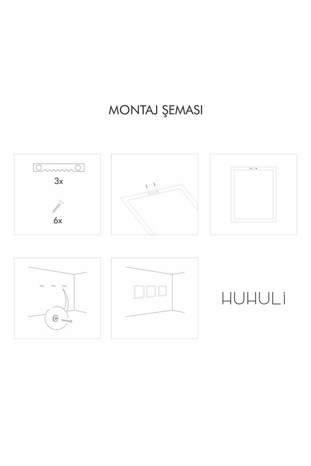 Ahşap Çerçeveli 3'lü Set Tablo - 5