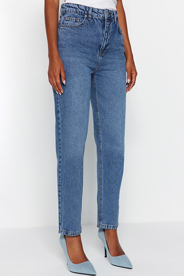 Mavi Yüksek Bel Mom %100 Pamuk Non-Stretch Jeans TWOAW24JE00076 - 9