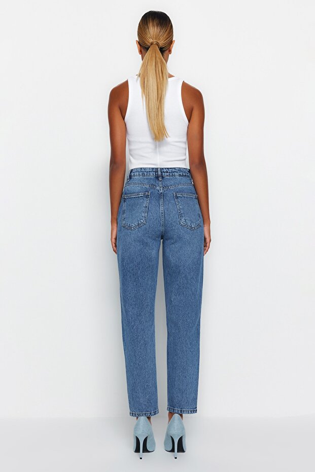 Mavi Yüksek Bel Mom %100 Pamuk Non-Stretch Jeans TWOAW24JE00076 - 11