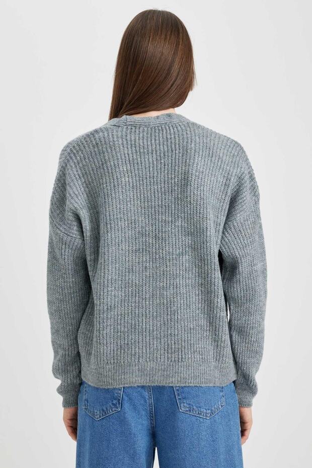 Regular Fit V Yaka Selanik Kumaş Hırka R1262az23wn - 6