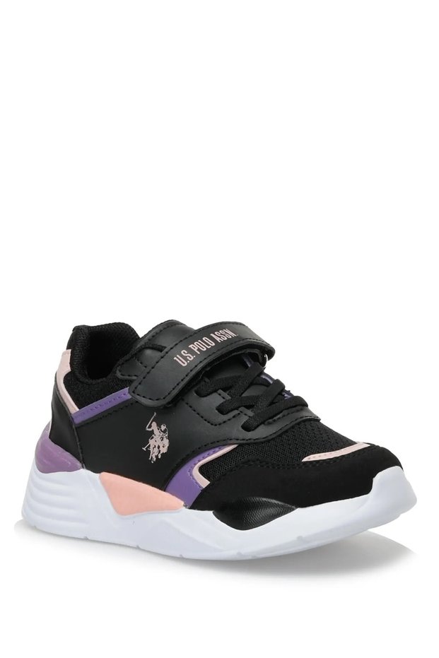 BASE. Polo Assn. Terminal JR 3pr Black Girls Velcro Casual Sports Shoes