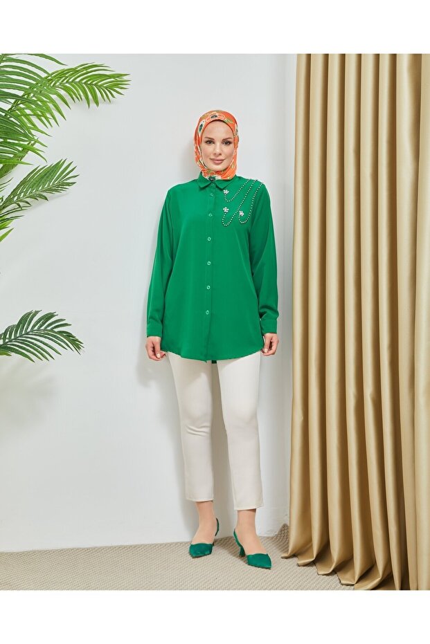 Kadın Taş İşlemeli Gömlek - 1
