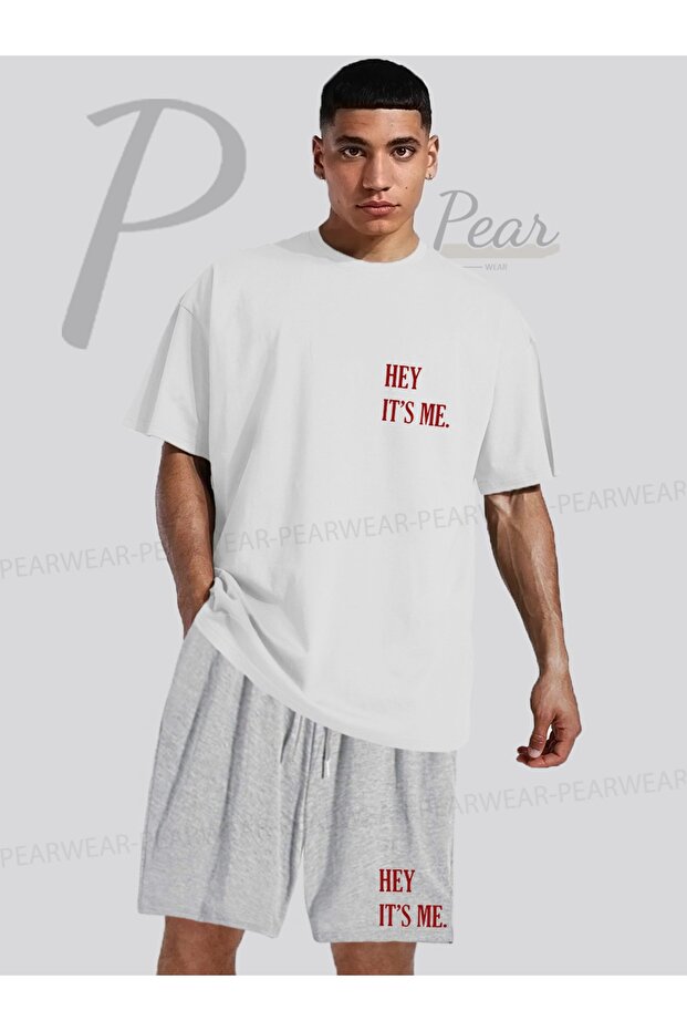Hey Its Me Printed Oversize T-Shirt Regular Fit Shorts T-Shirt Shorts Double Set