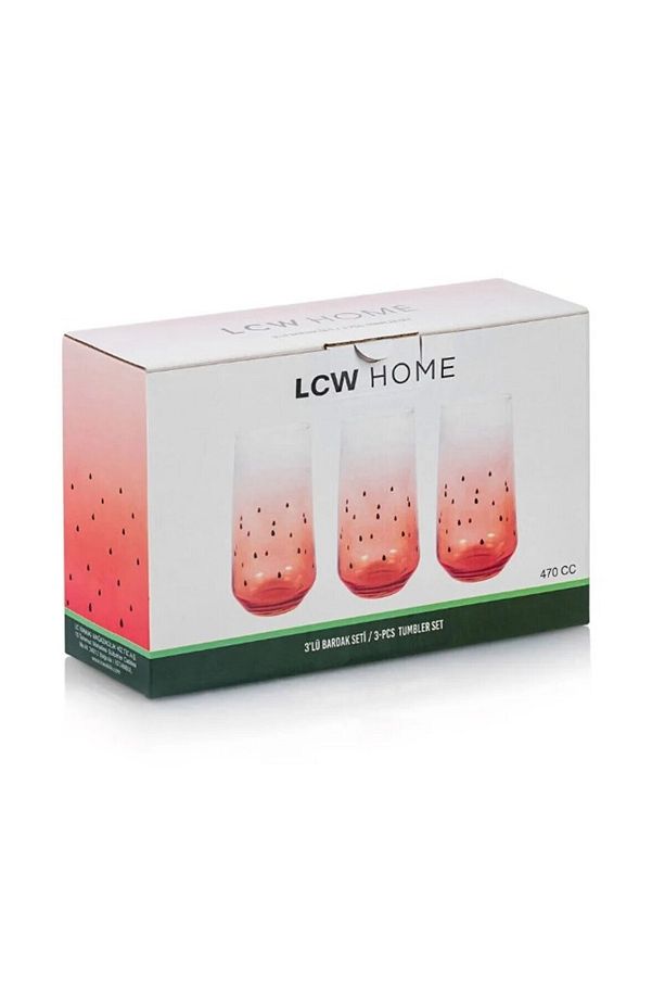LCW HOME Baskılı Cam Bardak Seti 3'lü 470 Ml - 4
