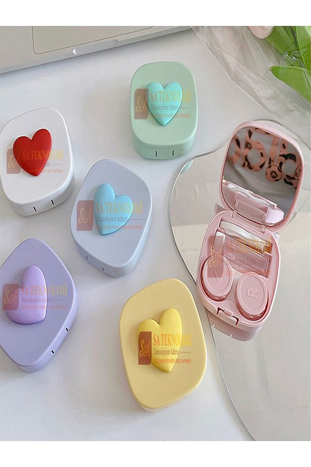 Lens taşıma saklama kutu ve takma aparatı seti (Kalpli-Pembe) - 3
