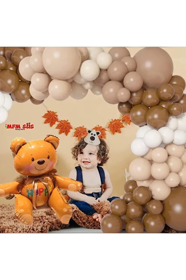 مجموعة بالونات عيد الميلاد ذات الطابع الناعم Happy Teddy Bear