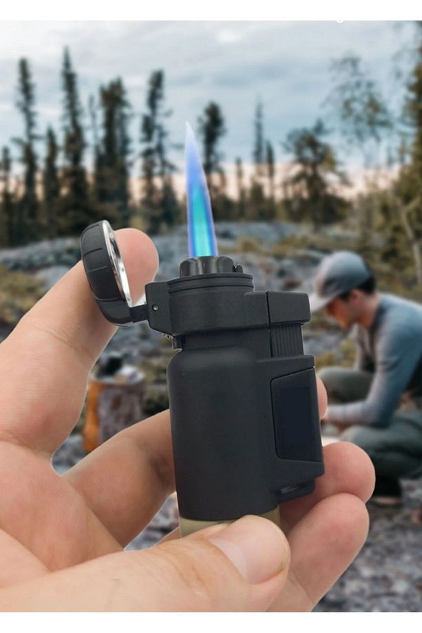 Turbo Tek Pürmüz Alev Profesyonel Gazlı Doldurulabilir Torch Çakmak - 1