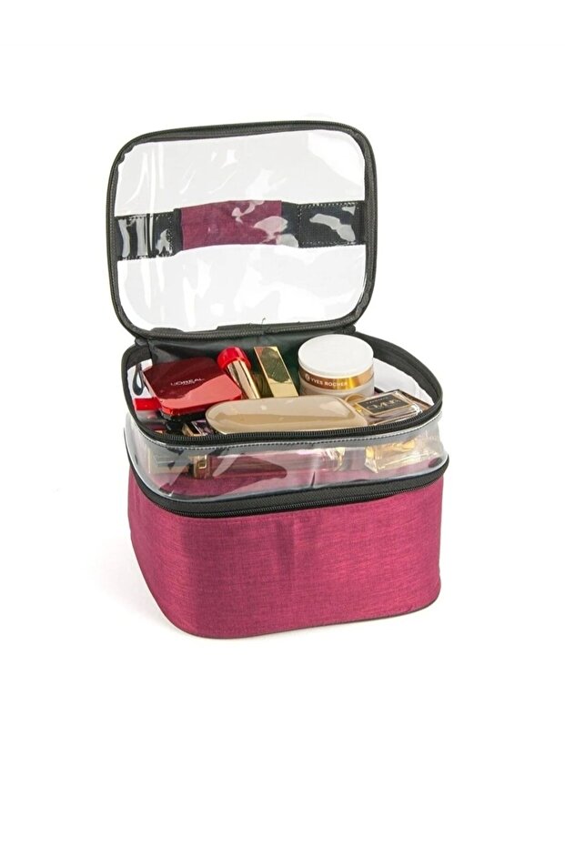 Women's Makeup Bag Foldable Travel Makeup Organizer with Two Large Compartments and Hanger