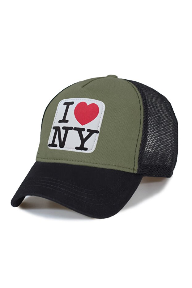 قبعة I Love Ny Model Mesh - رقعة جلدية قابلة للاستبدال