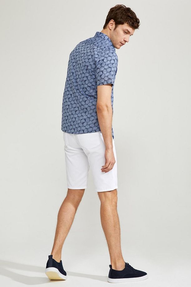 Slim Fit Kemerli Bermuda Şort - 2