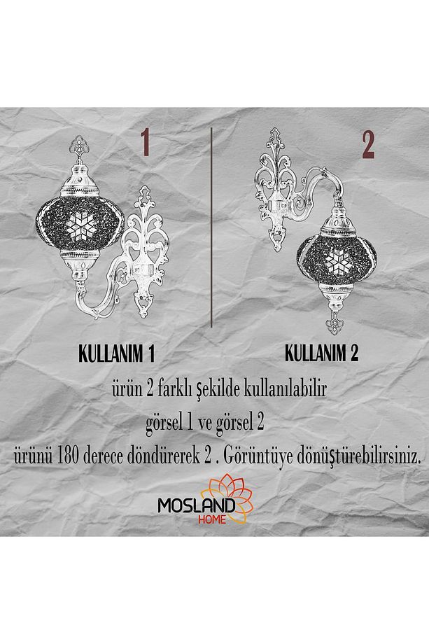 Dekoratif Mozaik Aplik Otantik Gece Lambası El Yapımı Mozaik Bahçe Aplik - 5