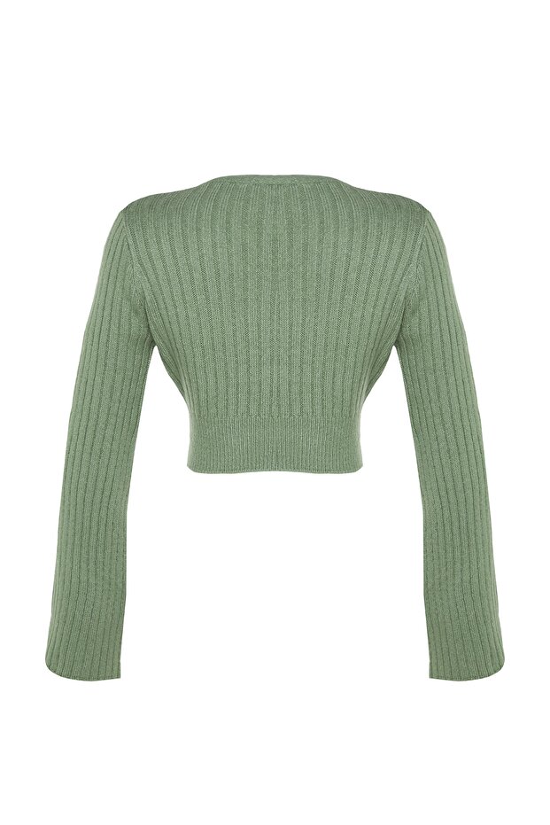 Mint Crop Yumuşak Dokulu Kruvaze Triko Kazak TWOAW24KZ00381 - 9