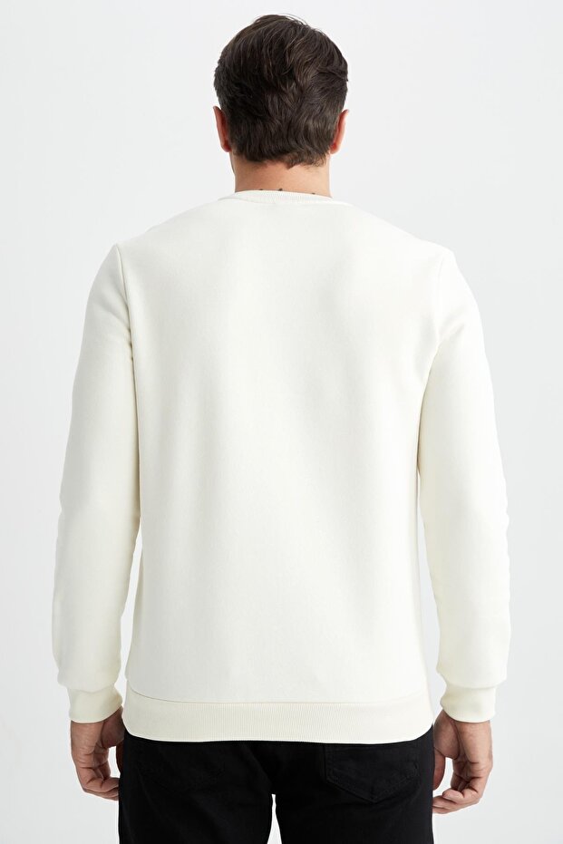 Normál Fit Crew Neck Basic pamut pulóver - 6