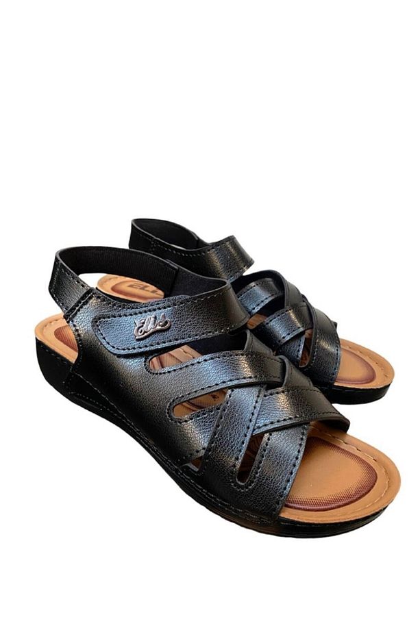 -Kadın   Cırt Cırtlı Ortapedik Soft Taban Yazlık Sandalet Modeli - Siyah - 5