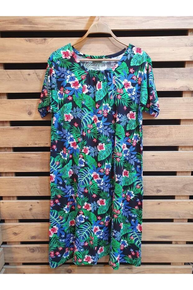 Lightly gathered collar, full summer, anti-sweat, lycra, short sleeved dress