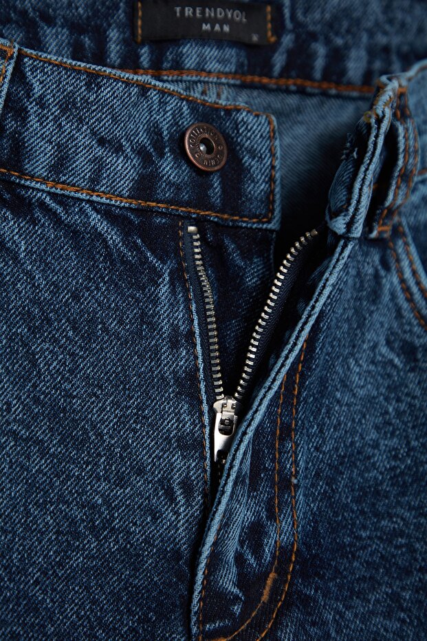 Lacivert %100 Pamuk Essential Fit Jeans Kot Pantolon TMNAW23JE00104 - 11
