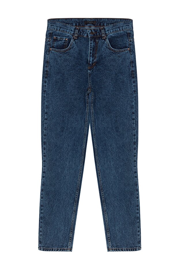 Lacivert %100 Pamuk Essential Fit Jeans Kot Pantolon TMNAW23JE00104 - 10