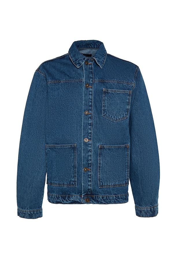 Orta Mavi %100 Pamuk Regular Fit Denim Kot Ceket TMNAW24CE00004 - 6