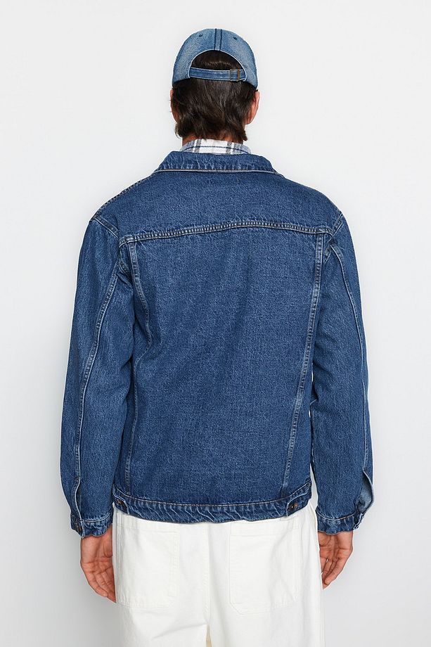 Orta Mavi %100 Pamuk Regular Fit Denim Kot Ceket TMNAW24CE00004 - 5