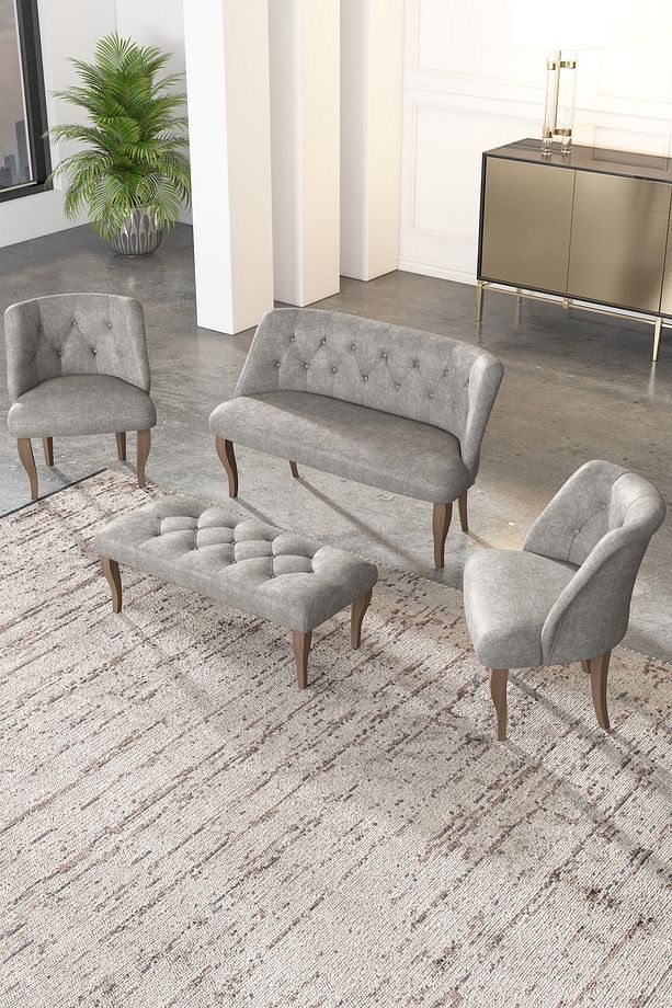 Çay Seti Koltuk Takımı, Salon Balkon Takımı (2+1+1+puf ceviz ayak) - 1