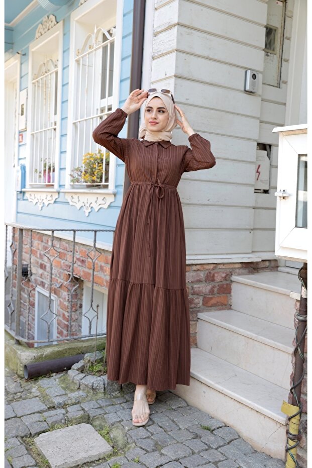 Asian Waist Tied Hijab Dress