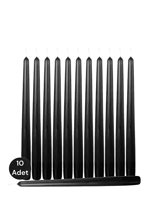 10 'lu Siyah Renkli Şamdan Mumu - 1