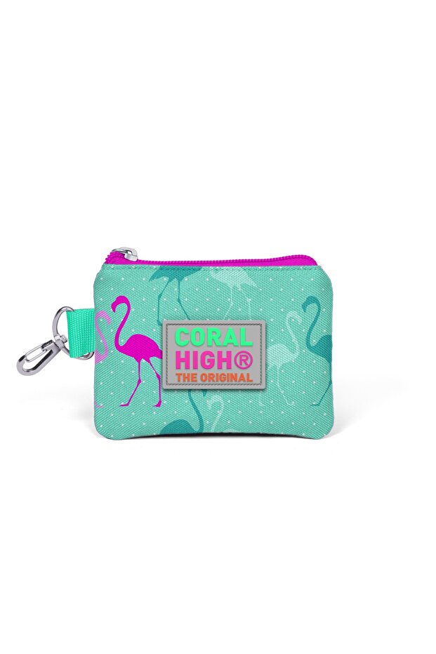 Water Green Flamingo Patterned Coin Bag 21725