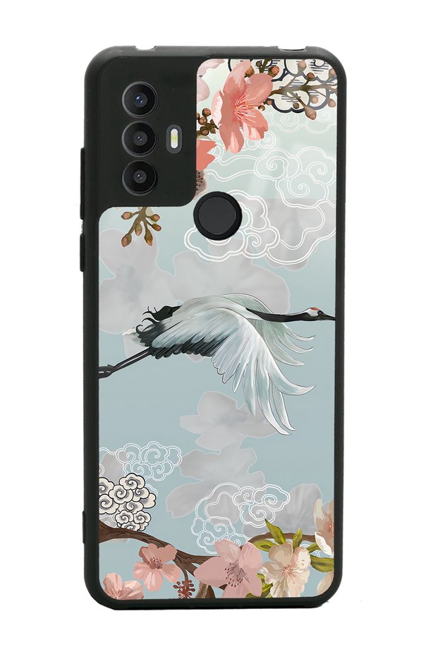 Glossy Phone Case for Tcl 30 Se Watercolor Stork Design