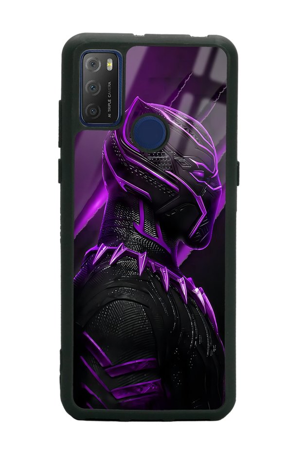 حافظة هاتف لامعة بتصميم النمر الأسود لهاتف TCL 20E