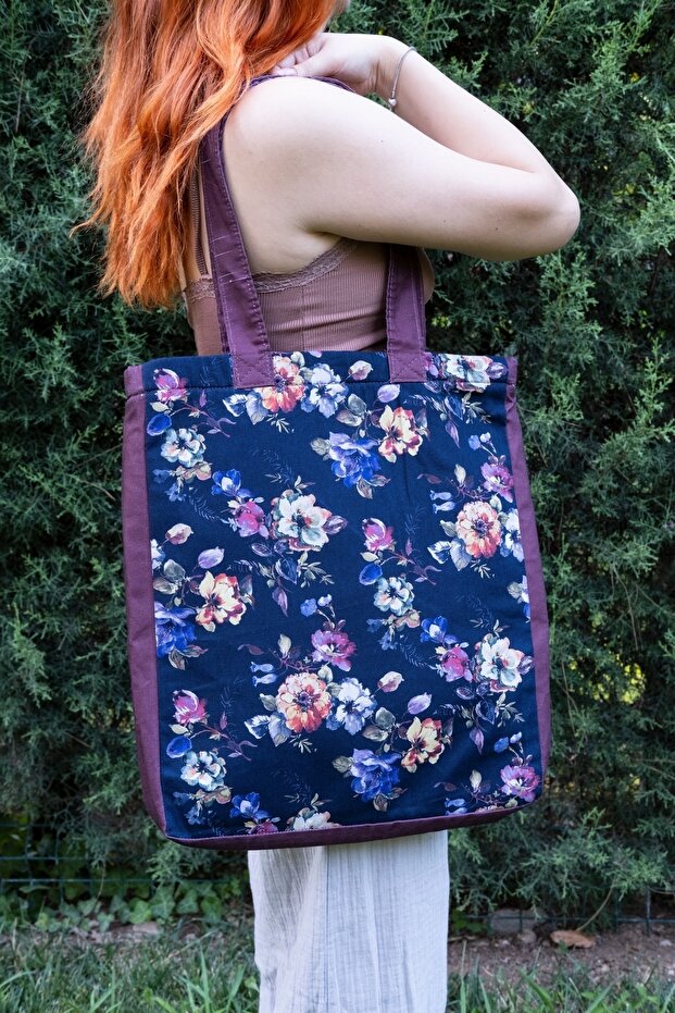 Tapestry shoulder Cotton BAG snaps Large volume organic printing beach-daily-Canvas shoulder bag