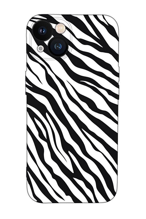 iPhone 13 Compatible Zebra Pattern Camera Lens Protected Shock Absorbing Silicone Launch Case - 1