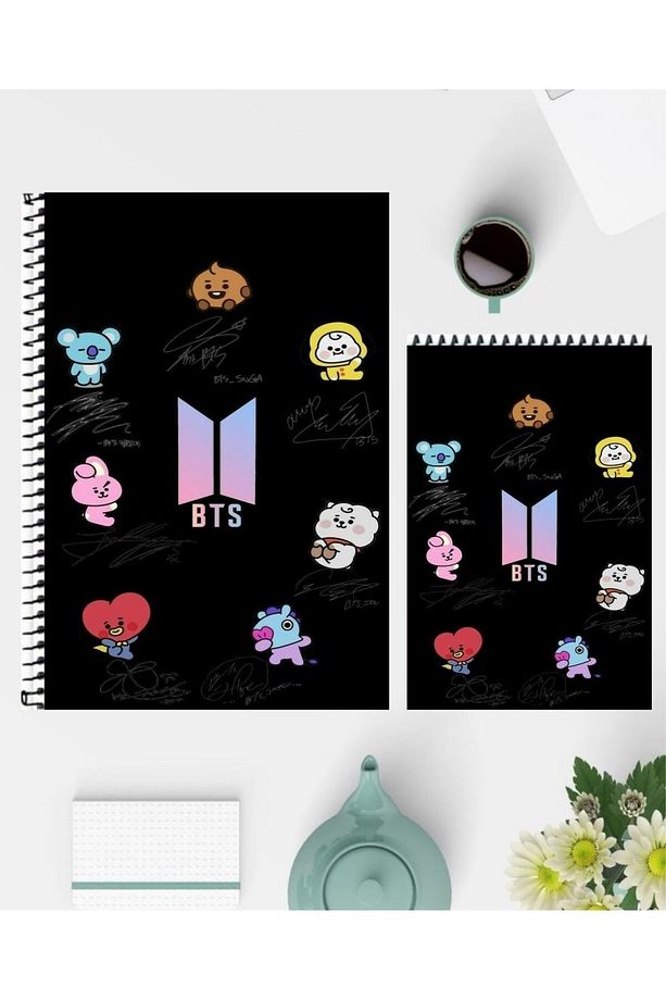 Bts A5 Defter 21 x 15 cm ve Not Defteri 14 x 10 cm Özel Tasarım Çizgisiz Defterler - 1