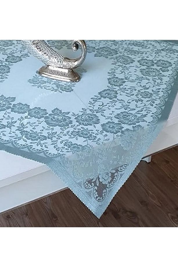 GÜLLÜ DESEN ÖRME FİSKOS ÖRTÜSÜ Mavi - 3