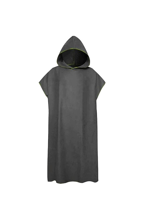 Unisex Hooded Microfiber Surf Poncho, Wearable Towel, Portable Cabin, Gray
