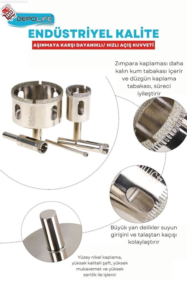 14mm Mermer Granit Fayans Cam Yuvarlak Delme Panç Elmas Uç Yuvarlak Açma Matkap Için Karot - 3
