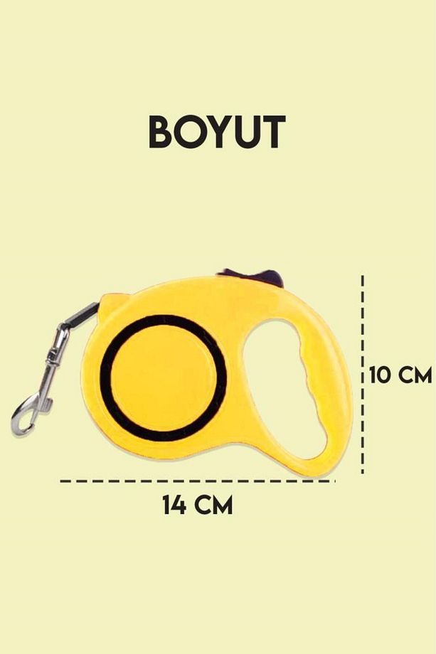 Makaralı Otomatik Köpek Tasması 5 Metre 1 Adet Sarı - 8