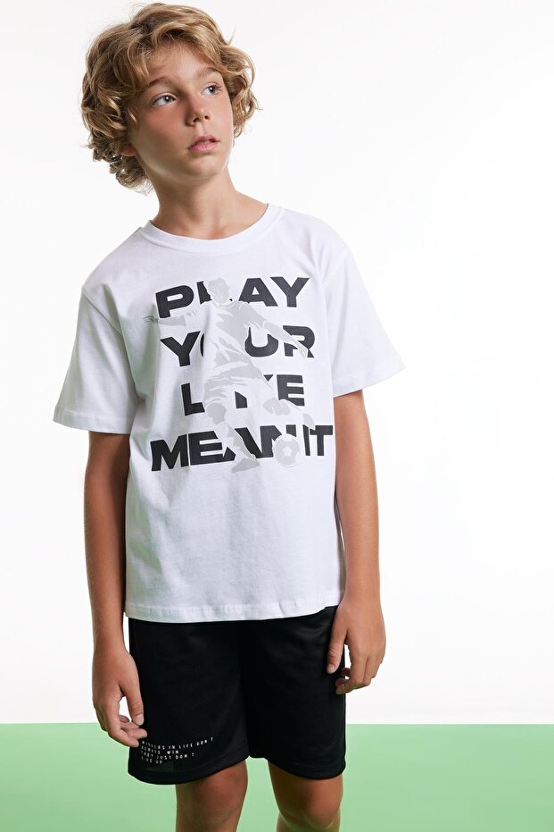 Boy's Oversize Fit Crew Neck Printed Short Sleeve T-Shirt A9174a823hs