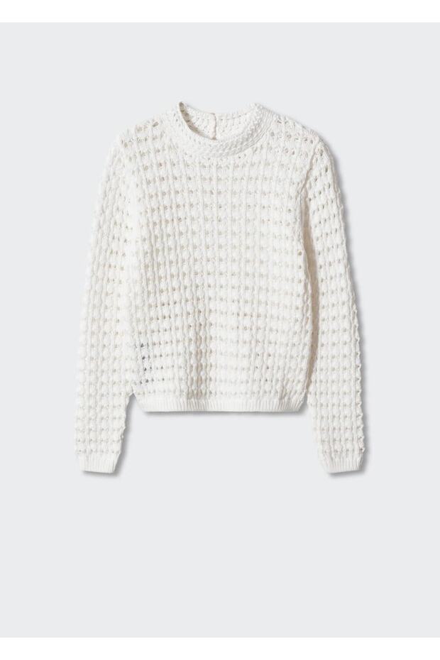 Ajur Örgü Perkins Yaka Kazak - 3