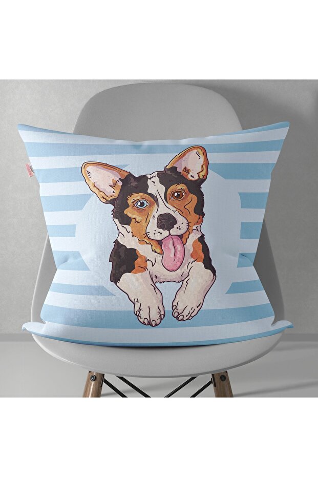 Throw Pillow Cover, Pillow Cover, Patterned Cover, Figured Throw Pillow, Dog Throw Pillow