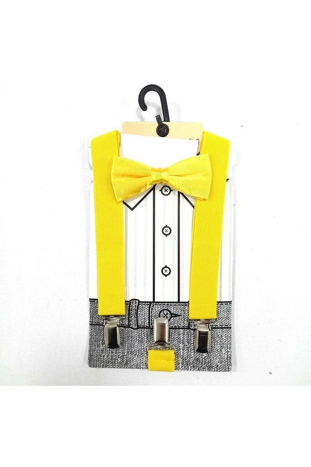 Çocuk Sarı Papyon Pantalon Askı Seti - 1