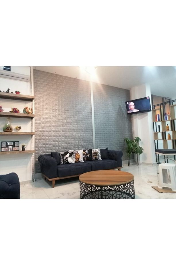 Nw02 Gri Kendinden Yapışkanlı Esnek Sünger 3d Duvar Kağıdı Paneli - 4