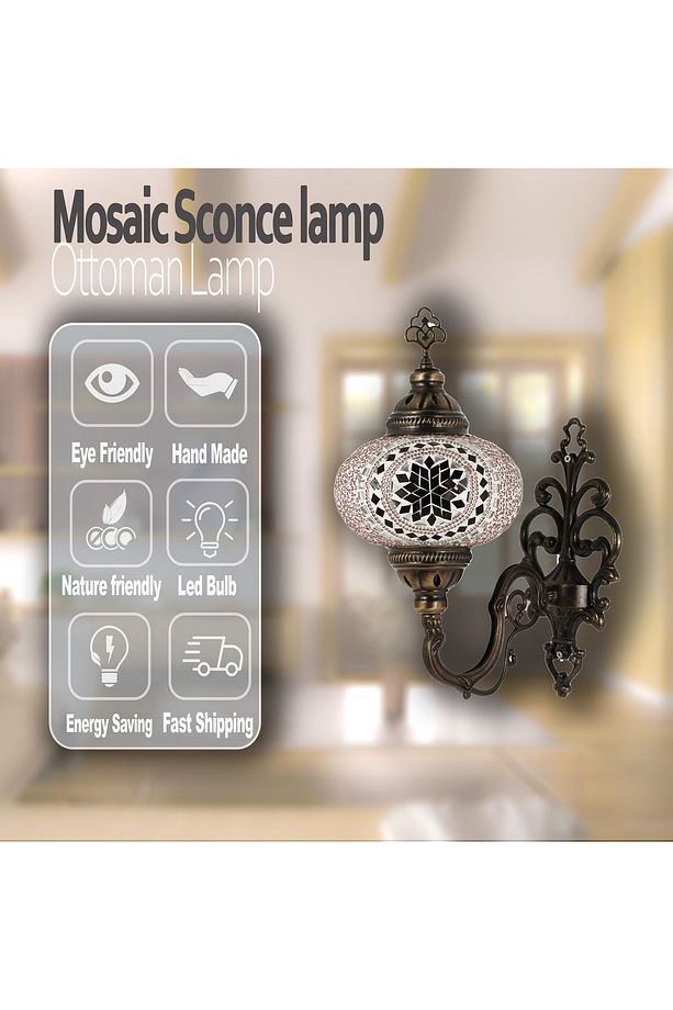 Mozaik Duvar Lambası Gece Lambası Bohem Aplik Aydınlatma - 4