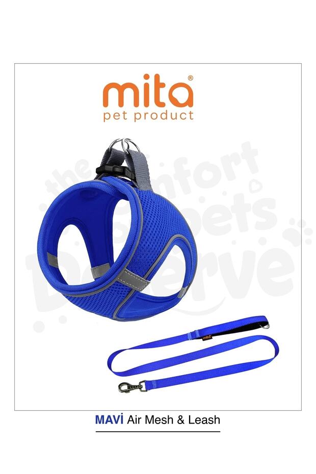 Air Mesh 2'li Bundle Set Kedi Köpek Göğüs Tasması + Köpek Gezdirme Tasması/Kayışı - 1